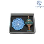 شکلات خوری فیروزه کوب و بشقاب مینا - تصویر 3