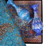 گلدان مینا و رومیزی افشاری در جعبه نفیس - تصویر 3
